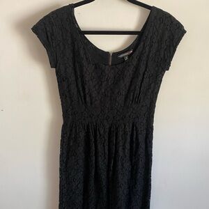 Banana Republic Mad Men Vintage Inspired Black‎ Lace Midi Dress Goth Emo